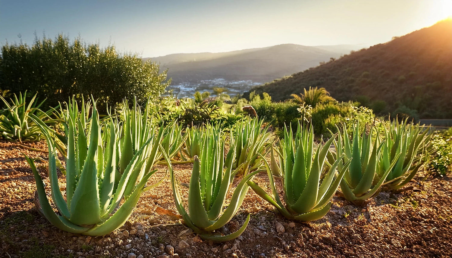 Aloe vera planten in zonlicht, natuurlijke huidverzorging, Cryon Schoonheidssalon